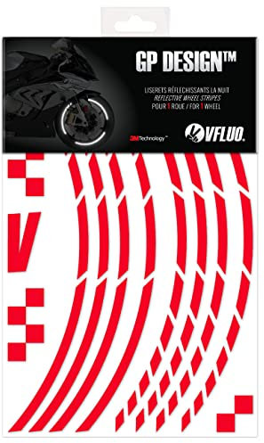VFLUO - Kit Reflektierende Felgenrandaufkleber GP Motorrad, Aufkleber für 1 Rad 3M™-Technologie™, 360°-Kreis - Hohe Sichtbarkeit von der Seite – Diskret und Design – Einfache Installation