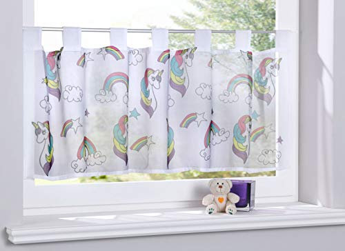 Gardinenbox Scheibengardine »Digital Druck« Voile Kurzgardine SChlaufen Transparent Digital Druck Küche Fenster Modern HxB 40x120 cm Unicorn, 10000262