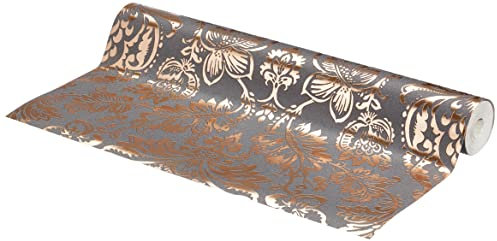 Platinum Damask Rose Gold Foil Wallpaper