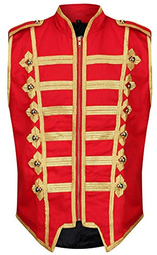 Ro Rox Sleeveless Marching Band Parade Military Jacket, Lightweight Military Drummer Vest for Stage Performances, Steampunk Themed Parties, Dress Up Parties