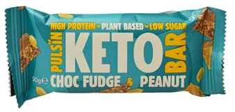 Pulsin - Plant Based Keto Protein Bars - Low Carb - 50g x18-12.6g Protein, 9.3g Fibre, 8.6g Carbs - Gluten, Palm Oil & Dairy Free Snack Bar - Choc Fudge