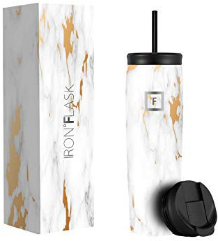 IRON °FLASK Nomad Tumbler - 825 ml, 2 Lids (Straw/Flip), Vacuum Insulated Stainless Steel Bottle, Double Walled, Thermo Coffee Travel Mug, Water Metal Canteen