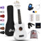 Winzz Ukulele Soprano Principianti Kit per Bambini Adulti, 21 Pollici Ukulele Bianco con 9 Accessori, Accordatore, Custodia, Tracolla, Corde, Adesivo per Tastiera, Carta degli Accordi