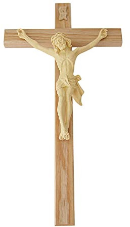 Holz-Kreuz Esche mit Kunstharz-Korpus (Korpus ca.15cm)