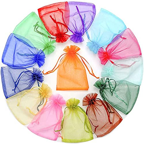 100pcs Couleur Organza sachets, 10 x 15 cm Organza Gift Bags Bijoux Pochette Cadeau en Organza, Pour les cadeaux de Noël, dragée bonbonnière cadeau faveur fêtes de mariage