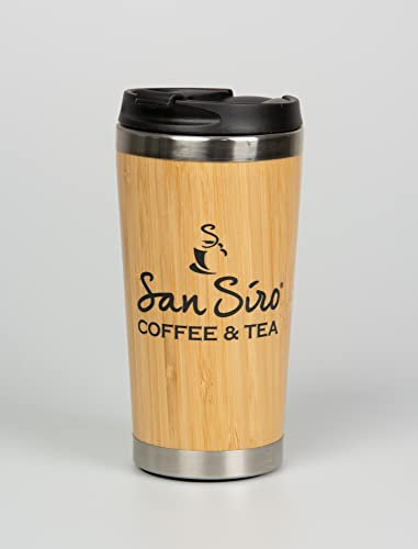 San Siro BIO Thermo- Kaffeebecher to go | Aus Edelstahl & Bambus | lebensmittelecht & umweltfreundlich | Jeder Becher ist einzigartig