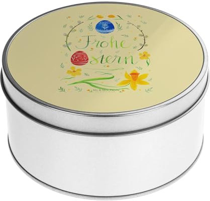 Mr. & Mrs. Panda Blechdose rund Ostern Frohe Ostern - Ostergeschenke, Osterdeko, Geschenk, Keksdose, Lunchbox, Osterblume, Metallkiste, Vorratsdosen,