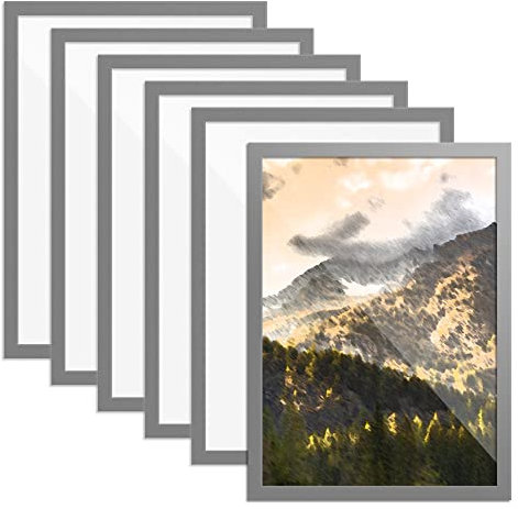 Frunimall Diamond Painting Rahmen,Diamond Painting Bilderrahmen 30x40 cm,Bilderrahmen Selbstklebend Magnetisch,Passepartout 30x40,Picture Frame für Poster,Gemälde,6PCS (21 * 30CM,Grau)