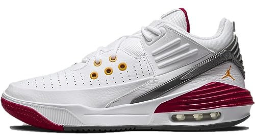 Nike Herren Jordan Max Aura 5 Basketballschuh, White/Vivid Orange-Cardinal Re, 47 EU