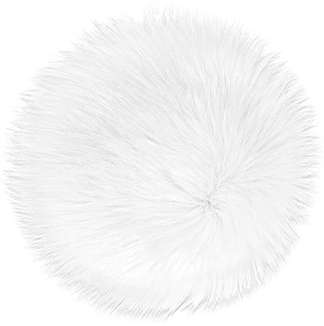 Sibba 1 Stück Faux Lammfell Schaffell Teppich Kunstfell Sitzkissen Lammfellimitat Teppich Longhair Moderne Wohnzimmer Deko Schlafzimmer Deko Für Das Sofa Den Stuhl Oder Als Tischdeko Weiß 35cm Rund