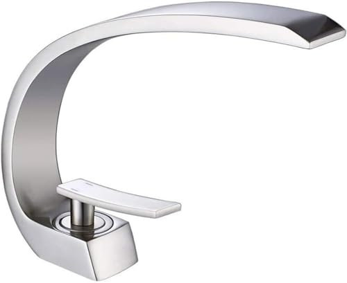 Badezimmer-Wasserhahn, gebürstetes Silber, 1-Loch-Einhand-Waschtischarmatur, moderner Wasserhahn für Waschbecken, einfache Installation zur Badezimmerdekoration
