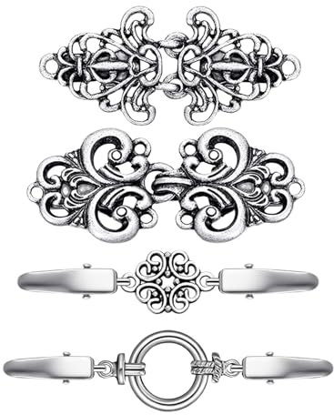 Mezrkuwr 4 Stück Vintage Cardigan Clips für Frauen Pullover Clips Antik Schal Clips Metall-Cardigan-Clip Strickjacke Clips Kette Kragen Clips Verschluss für Kragen