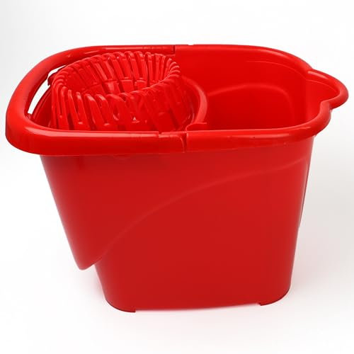 DIVCHI Mop Bucket Lightweight & Portable Floor Cleaning Mopping Bucket With Removable Wringer Carry Handle & Convenient Pouring Spout (RED)