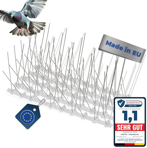 Vastra Ultimativ 3m Vogelabwehr [VORMONTIERT] - Rostfrei Taubenabwehr Spikes | Wetterbeständig Taubenabwehr Balkon, Fenster, Gärten, Sichtschutz | Vogelschreck Vogelabwehr Spikes | Krähe Taubenschreck