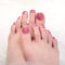 Ceboic 34Pcs Semi Cured Gel Toenail Strips, Soft Self-Adhesive Toe Nail Wraps, Long Lasting Salon Quality Gel Pedicure Stickers with Nail File & Wood Stick, UV/LED Lamp Required (Pink Pearl Lustre)