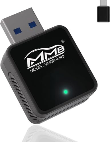 MMB WJCP-MINI Car Play Wireless Adapter, 2024 Upgrade Wireless Car Play Adapter Dongle, Converts Factory Wired Car Play to Wireless Plug and Play, With Car Play Cars and iOS 10+