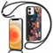 Kueqeay Handykette für iPhone 12 Pro/12 Hülle mit Band 6,1'', Aesthetic Muster Design Schmetterling Schutzhülle Silikon Mattiert Necklace Handyhülle für zum Umhängen Verstellbare Ultra Stoßfest, 15