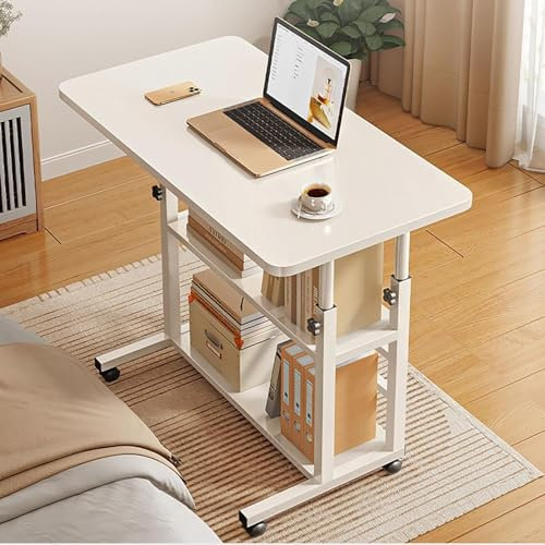 Höhenverstellbarer Sofa-Beistelltisch, mobiler Schreibtisch mit Rädern, C-förmiger Beistelltisch mit Stauraum, Laptop-Tisch, tragbarer Nachttisch für Couch, Bett, Liegestuhl (Farbe: B) Selfless
