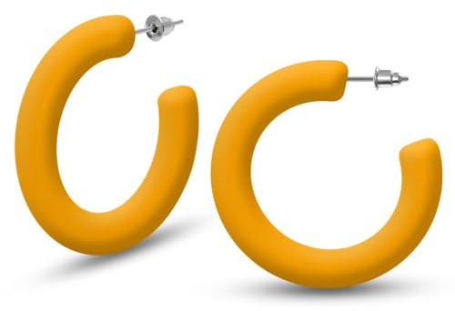 Soul-Cats trendy Kunststoff Creolen Ohrstecker Ohrringe in der Farbe:gelb