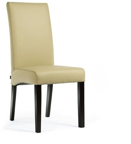 SIX Echt-Lederstuhl Massiv mit Nosag Federn Komfort Latexgurte Design Esszimmerstuhl Bambi Vollbezogen-Rindsleder Holzgestell Vollverleimt 150kg Belastbar Creme Sand Wenge