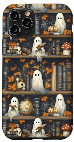 Spooky Ghost Reading Bookish Fall Theme Gothic Halloween Case for iPhone 11 Pro