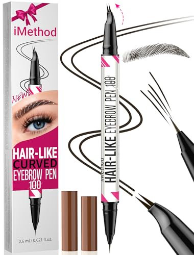 iMethod Curved Microblading Augenbrauenstift - Eyebrow Pencil 2-in-1 Dual-Ended Augenbrauenstift, Eyebrow Pen with Curved Tip & Präziser Pinselspitze Erzeugt Natürliche Augenbrauen, Black Brown