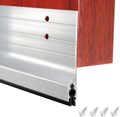 RUIPUOWNO Butée de Porte en métal 39/1M, Joint de Bas de Porte Anti-poussière et Anti-Bruit, l'Anti-Morsure de Souris, Prévient efficacement Les Courants d'air et Le Bruit,Argent,0~36mm