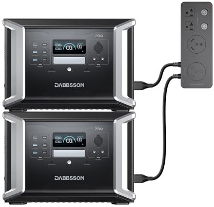 Dabbsson Tragbare Powerstationen 1382Wh, Erweiterbar & Parallelbetrieb-fähig(Max. 11364Wh), auf 2764Wh mit Parallelbetrieb, 4600W Solar Generator Kit, iFePO4 Batterie, 2 DBS1400Pro und Verbindungsbox