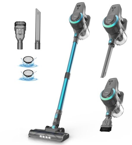 DEVOAC Aspirapolvere senza fili N300 | 6 in 1 | Aspirapolvere leggero | Batteria da 2200 mAh fino a 40 minuti di autonomia | Potente aspirapolvere portatile per tappeti duri | peli di animali