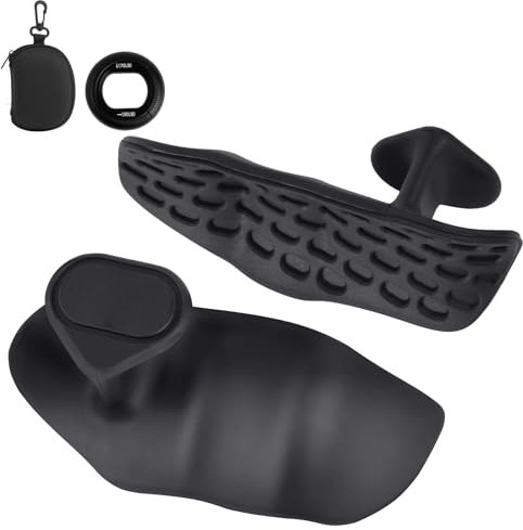 flintronic Griffhilfen für Kraftsport, 1 Paar Anti Rutsch Gym Grips, Ergonomische Gym Gloves für Hantelheben, Gymnastik, Crosstraining, Klimmzüge (Schwarz, mit 1 Handgriffverstärker)
