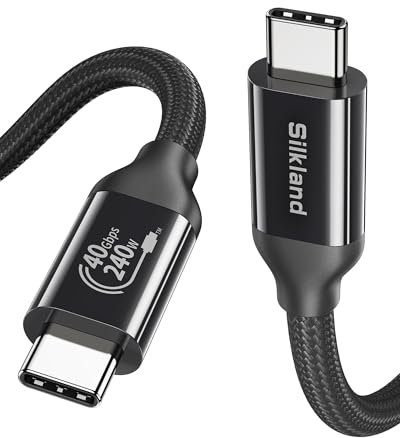 Silkland 40Gbps Thunderbolt 4 Kabel 1M Kompatibel, USB4 Datenkabel, 8K/6K/5K@60Hz 4K@144Hz, 240W PD3.1 USBC mit Thunderbolt 5 Kabel für MacBook, Mac, PSSD, Dock, iPhone 16/15 Android Auto, Laptop