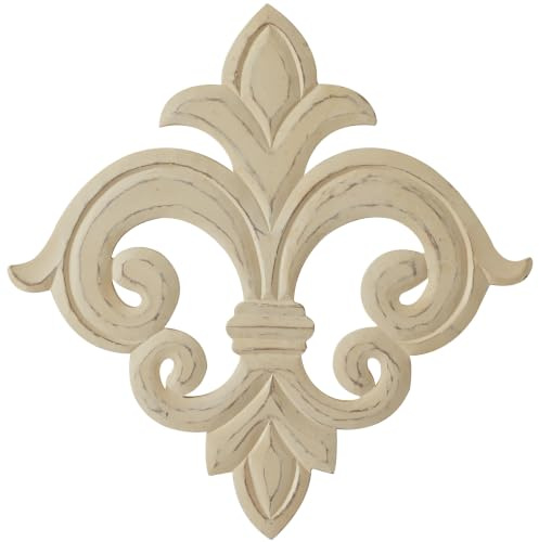 Deco 79 Lilien-Dekor aus Holz, Weiß, 24x24