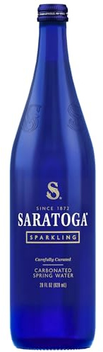 Saratoga Sparkling Water Bottles - Carbonated Spring Bottled Water - Glass Bottles - 28 Fl Oz