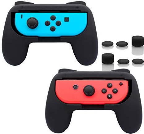 FASTSNAIL Rutschfester Griffe Kompatibel mit Nintendo Switch für JoyCon, Halterung Controller Kompatibel mit Switch OLED, Zubehör für Switch (2 x Schwarz)
