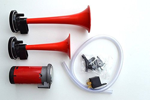 2-Klang Fanfare Druckluft Horn Hupe Nebelhorn Chrom Kompressor 12V LKW Bus
