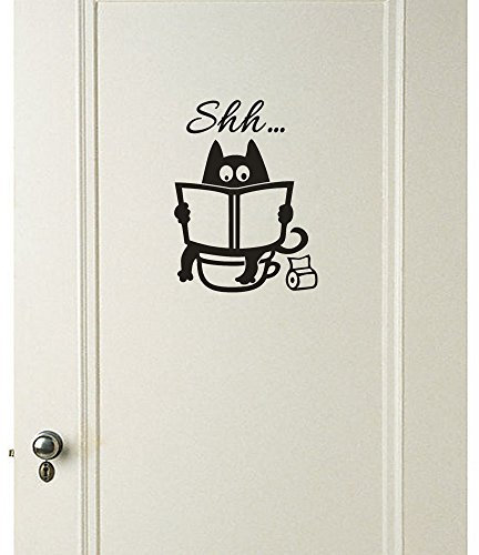 Stickers Muraux Chambre Salon Cuisine Citations Toilette Chat Cartoon Deco Amovible Mur Tv Sticker Murals (20cm x 14cm)