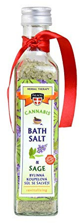 Palacio Badesalz mit Hanföl & Salbei-Extrakte - ohne Mineralöl, Parabene, Silikone - 260 g in der Glasflasche !