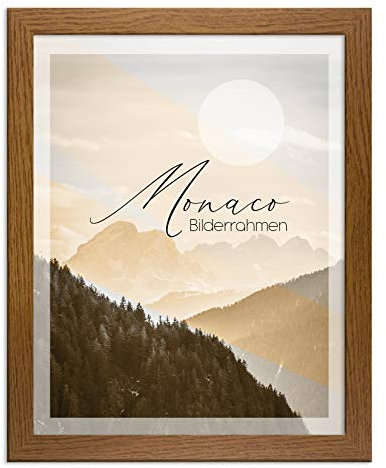 BIRAPA Monaco Bilderrahmen Holz 40x50 cm Eiche Rustikal - Wechselrahmen Bilderrahmen Plexiglas - für Fotos, Bilder & Poster