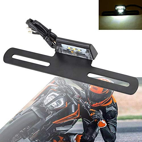 Jutta Motorrad-Kennzeichenbeleuchtung, LED-Licht, 12 V, 3 LED-Lampen mit Rahmenhalter, Heckhalterung, E-Prüfzeichen, universal, passend für LKW, LKW, ATV, Van usw