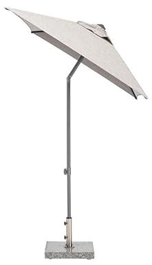 KETTLER EASY PUSH neigungsverstellbarer Stockschirm 150x210 cm | rechteckig | Schirmstock Aluminium anthrazit | Bezug hellgrau meliert 100% Polyester | Mittelmastschirm mit UPF 50+ Sonnenschutz