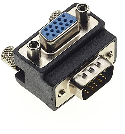 Adaptateur VGA à Angle Droit de 90 degrés, coupleur d'extension mâle vers Femelle 15 Broches, Adaptateur VGA 15 Broches mâle vers Femelle coudé pour Moniteur TV à Montage Mural