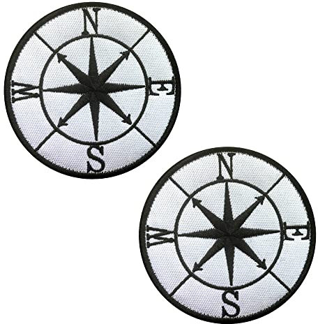 Zcketo 2 PCS Tactical Compass Patch Military Hook & Loop Embroidered Applique Funny Compass Emblem Patch for Bags Caps Backpack Uniform Vest Clothes Tactical Travel or Collect