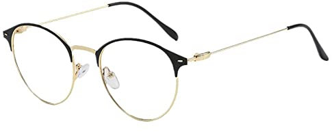 Cikiki 1 x Unisex runder einfarbiger Computer-Brillenrahmen für Männer und Frauen, schwarzer Metallrahmen für Partyrahmen, Brille, sanfte Brille, Q1v4, gold, Einheitsgröße