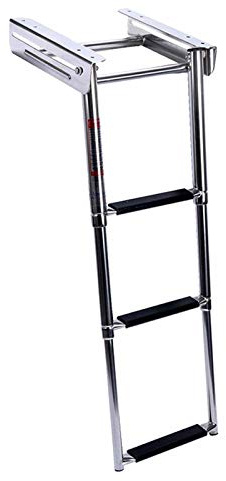 Foldable Platform Slide Mount Boat Boarding Ladder for Pontoon, Yacht, Swimming Pool, Outboard & Boat Dock - Stainless Steel, Load 150kg (Size : 3-Step)