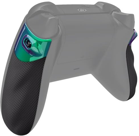 eXtremeRate Flexor Rubberized Side Rails Grips Trigger Stop Kit for Xbox Series X/S Controller Ergonomic Trigger Stopper Handle Grips for Xbox Core Controller – Diamond Textured Chameleon Green Purple