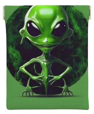 Geldbörse für Herren, Motiv: fliegende Fledermäuse, Leder, Münzgeldbörse für Damen, Mini-Geldbörse, Green Alien, Einheitsgröße, Münztasche