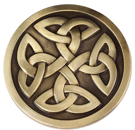 Longcreek Keltische Gürtelschnalle für Herren, Nordische Wikinger Keltisches Kreuz Gürtelschnalle, Punk Keltischer Knoten Runde Gürtelschnalle, Western-Cowboy-Gürtelschnalle (Gold)