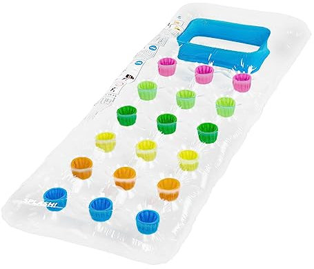 SPLASH! Coloursplash Inflatable Pool Lilo – Durable Polka Dot Pool Lounger with Pillow, Portable, Lightweight Vinyl Float, Repair Patch Included, 80kg Capacity, Age 14+