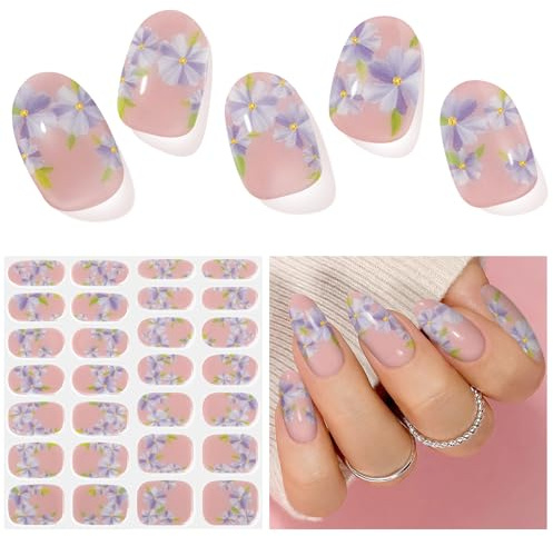 Nagelfolie UV Härtend- UV Gel Strips- 28 Stück UV Gel Folien,DIY UV Nagelfolien Dauerhaft ohne Geruch Finger Nagelfolie Selbstklebend Nail Stickers ist ein Geschenk für Mädchen
