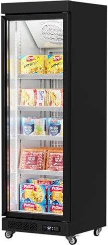 Malphi Energy Efficient Commercial Freezer Upright, -22°C Glass Door Self-Closing, 354 Litre Capacity Display Freezer